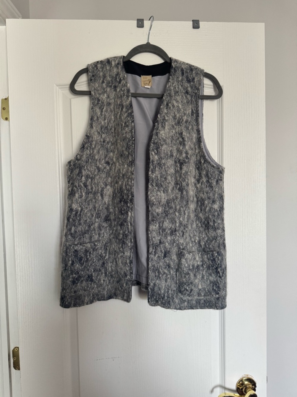 Altea Gray Mohair and Wool Blend Vest. Hand made in Canada. Ptp 18 inche